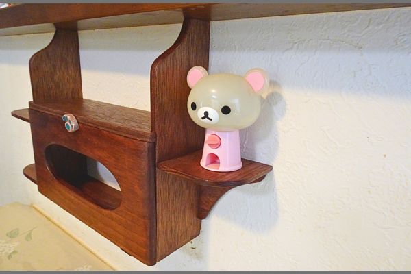 キッチンカウンターに付ける小さな棚の作り方、ティッシュBOX付き完成品