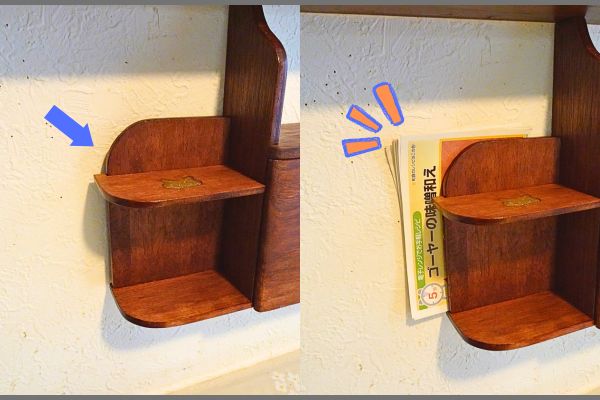 キッチンカウンターに付ける小さな棚の作り方、ティッシュBOX付き完成品